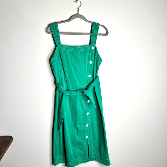 Maeve Anthropologie Elizabeth Midi Dress Button Side 60's Retro Style Sz 12 - Picture 3 of 7